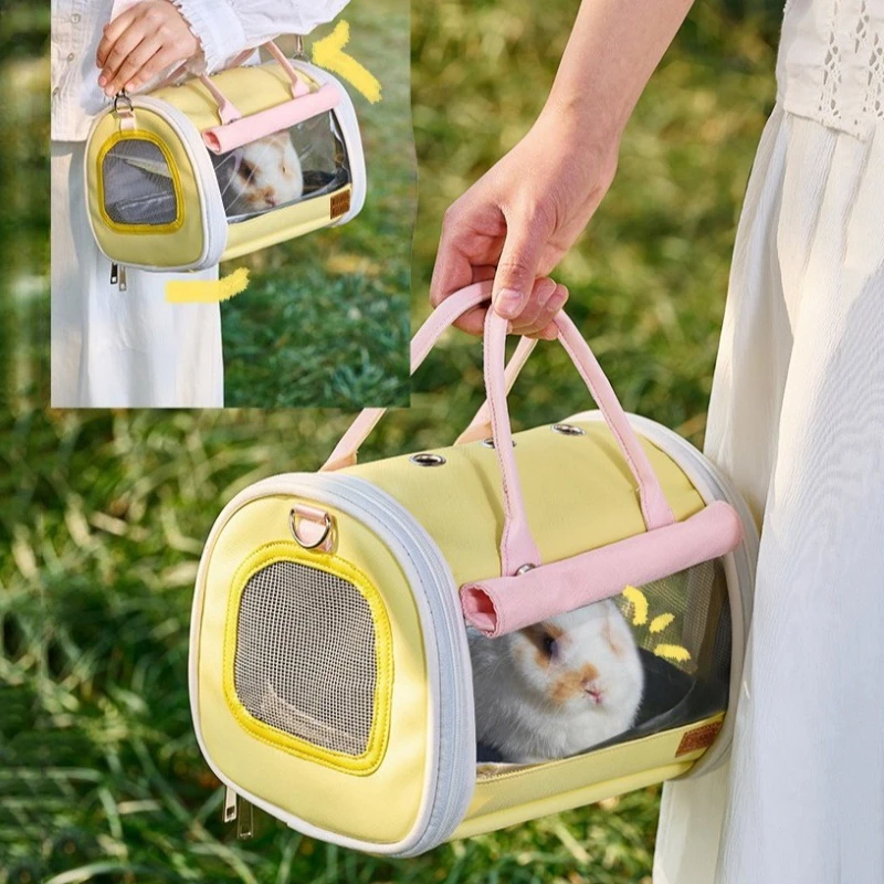 Rabbit Carrier Bag Portable Breathable Waterproof Small Animal Carrying Bag Large Space Parrot Hamster Carrier Small Pet Hideout