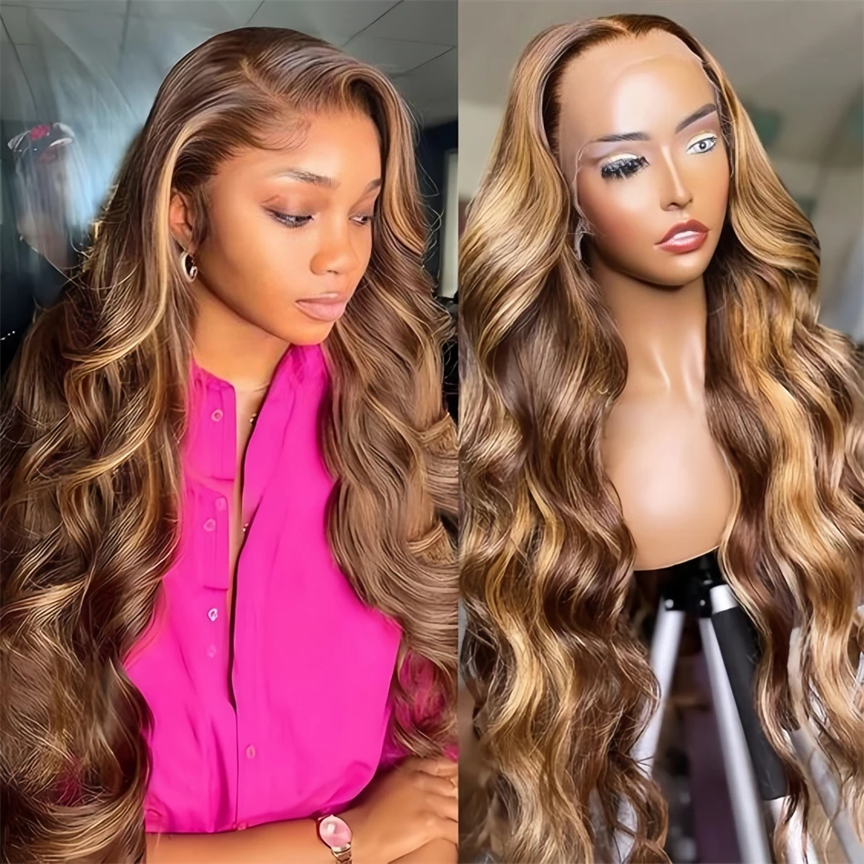 

200 Density 30 Inch Body Wave Wig Highlight Colored 13x6 Hd Lace Front 100% Natural Human Hair Brazilian Wigs on Clearance Sale