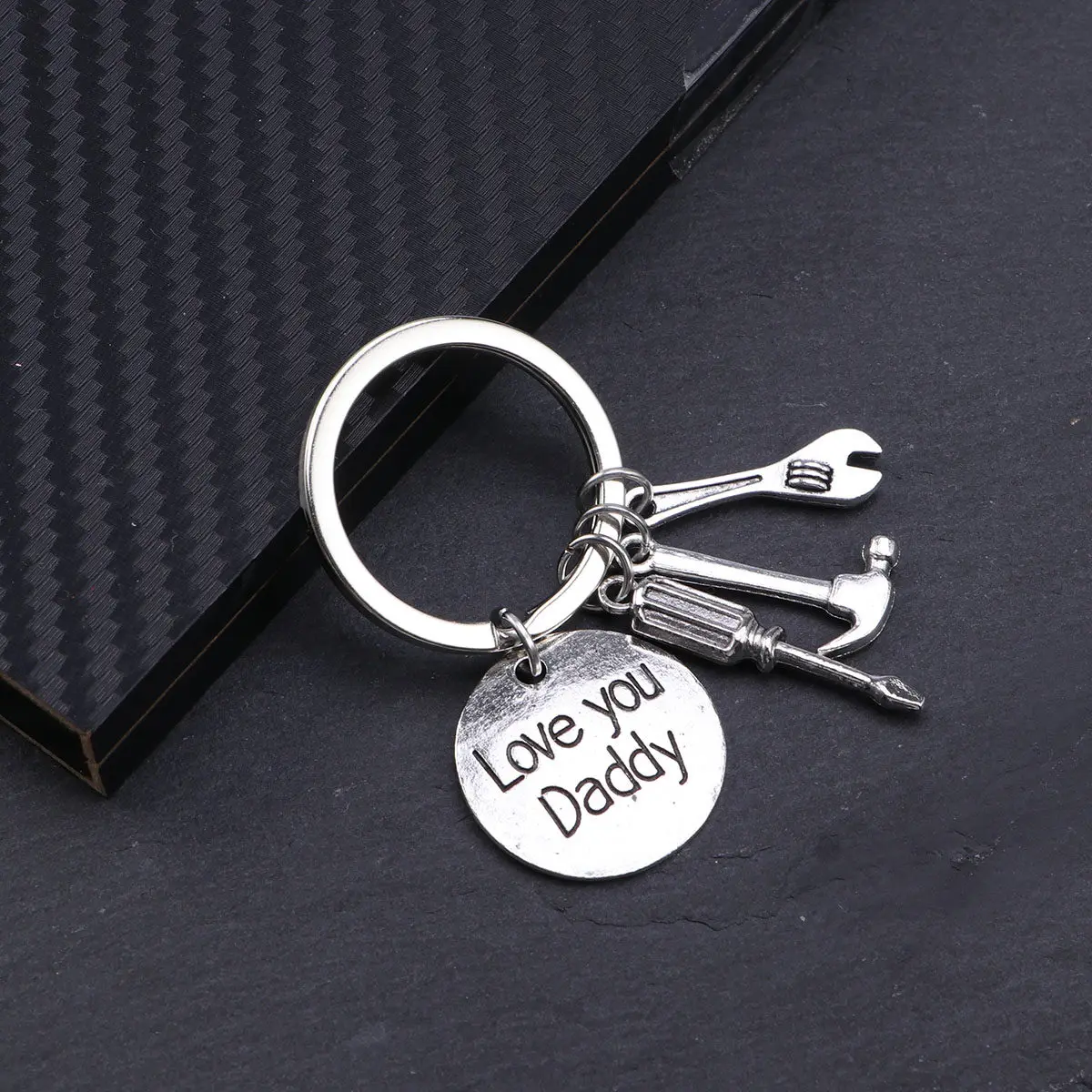 Mini Tool Key Keychain Pendant Engraved Love You Daddy Keyring Alloy Funny Repair Design Glossy Safe