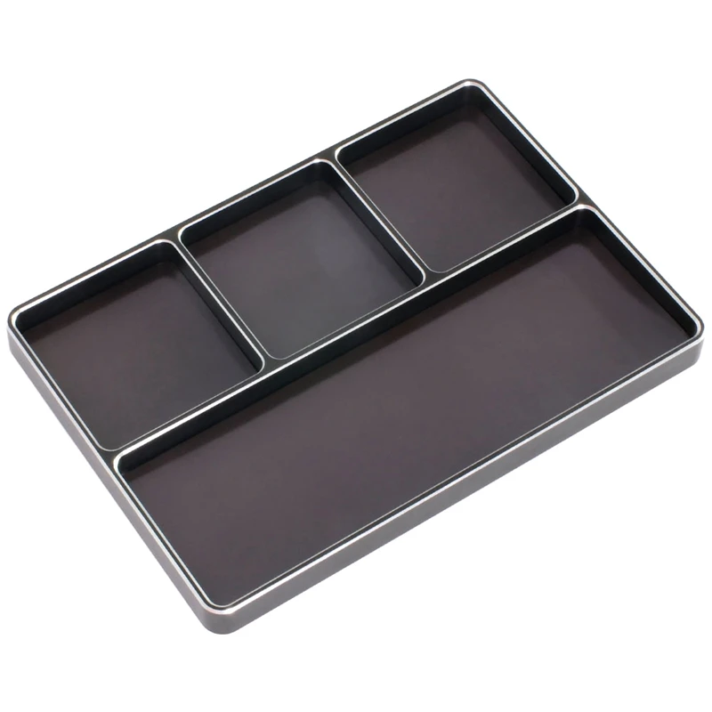 

1/10 1/8 RC Model Car Metal CNC Four-Grid Simple Screw Disk Storage Box Metal Nut Screw Tray Replacement Parts Accessories Black