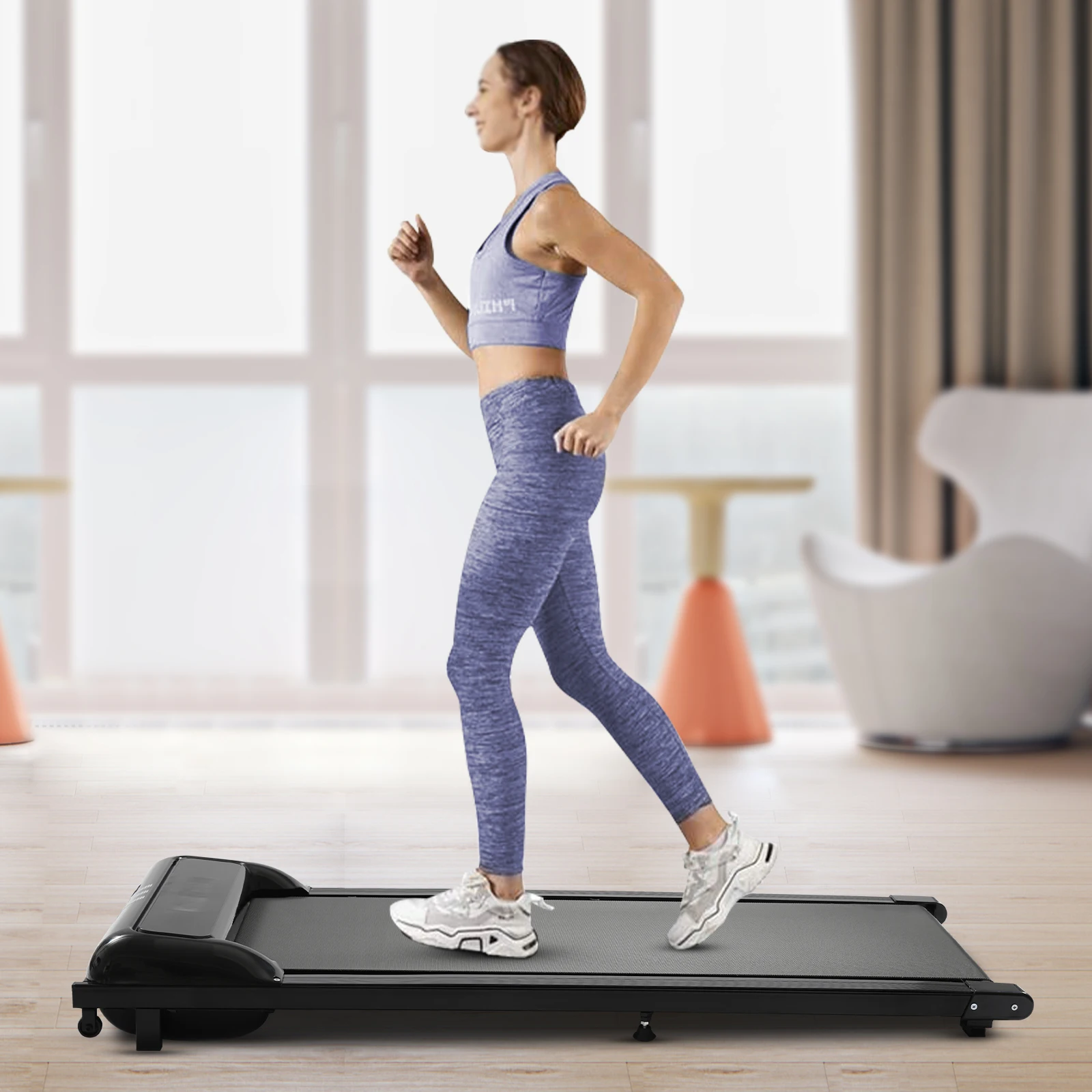 2 in 1Treadmill, 2.25HP Under Desk Electric Treadmill, Remote Control, and LED Display, Walking Jogging for Home