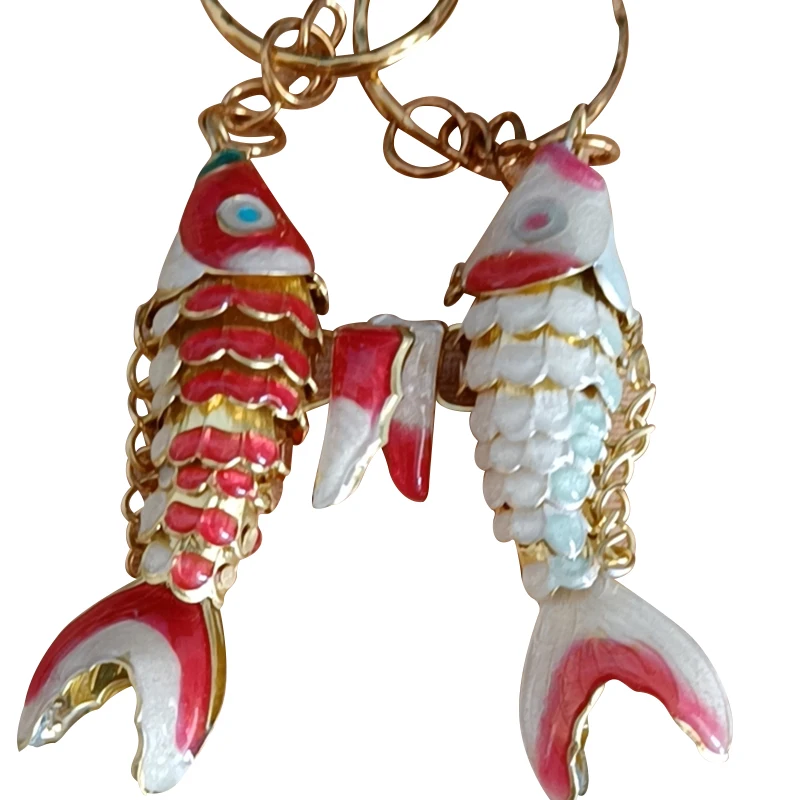 Cloisonne Cute Animal Large Koi Fish Keychains for Women Men Kids Girls Gift Lifelike Handcraft Swing Enamel Goldfish Pendants