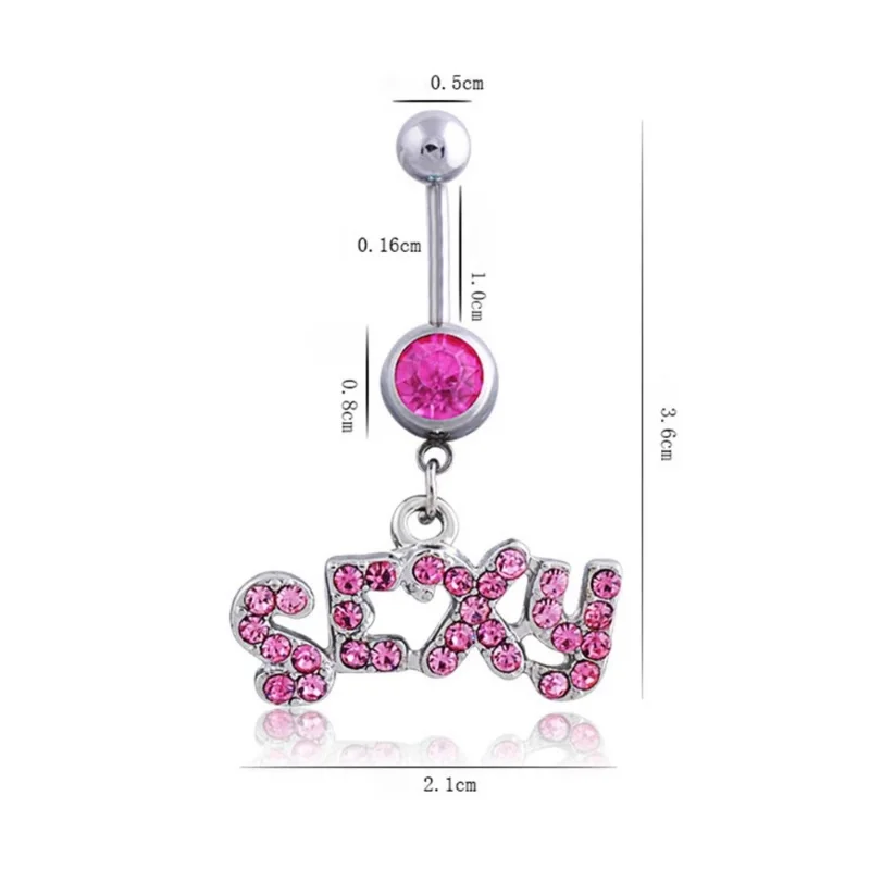 Fashion Personality SEXY Letter Belly Button Ring Sexy Pendant Stainless Steel Navel Nail Women Body Piercing Club Party Jewelry