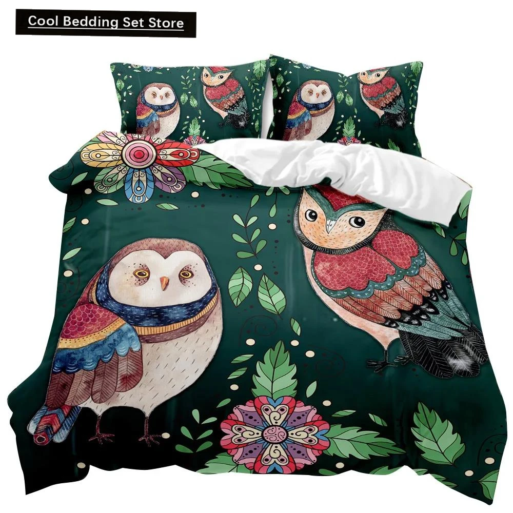 

Owl Duvet Cover Set Cute Owl for Kids Boys Girls Cute Animal Bedding Set Bedclothes Double Queen King Size Polyester Qulit Cover