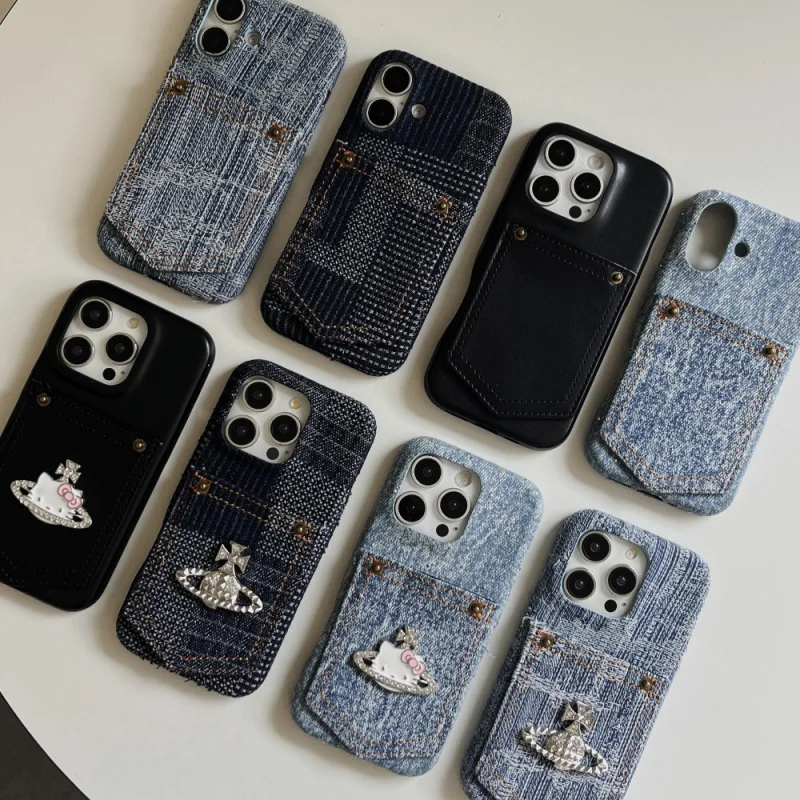 

Denim retro card phone case compatible with Apple17/16/15PROMAXSimple Solid ColoriPhone14/13P