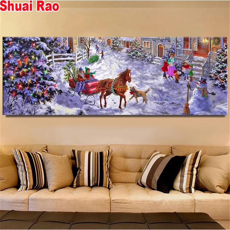 diy diamond paintings 5d Merry Christmas diamond embroidery sale snow house kid happy 3d picture of rhinestone mosaic kit