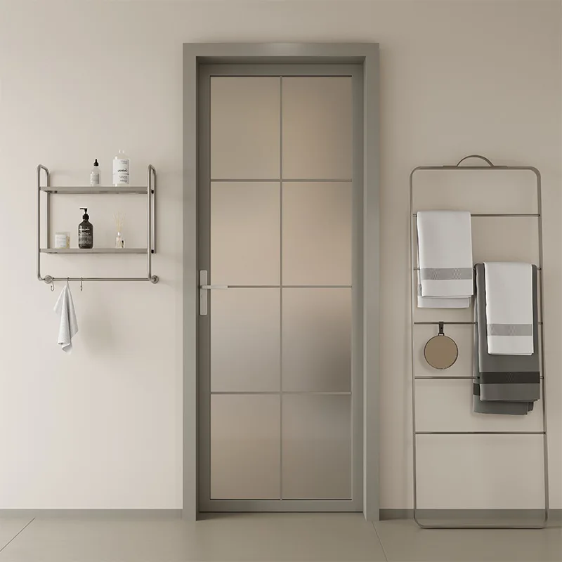 Apartment casement frosted tempered glass home school aluminum alloy engineering bathroom  toilet door