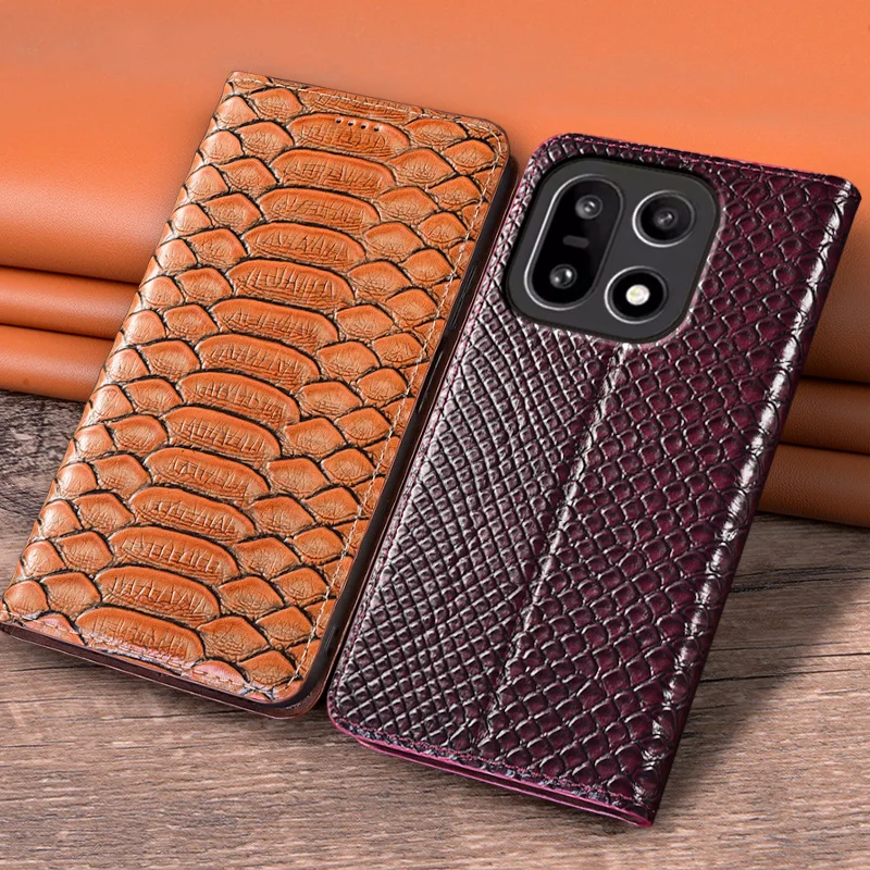 

Флип-чехол для OnePlus 15 OnePlus 15 5G с рисунком питона, магнитный чехол, роскошные чехлы-кошельки из натуральной яловой кожи с карманами для карт