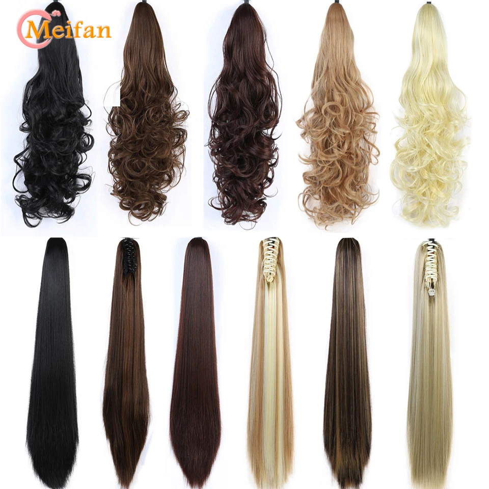 MEIFAN-extensiones de cabello ondulado sintético para mujer, postizo largo con Clip, cola de caballo, estilo garra, fiesta de Cosplay