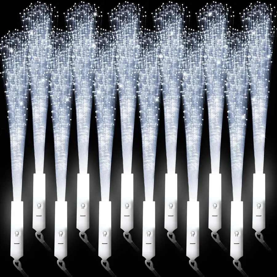 

64 Pcs Fiber Optic Wands White Glow Sticks LED Wedding Wand Light up Party Favor Sticks Flashing Wands with 3 Light Modes for ne