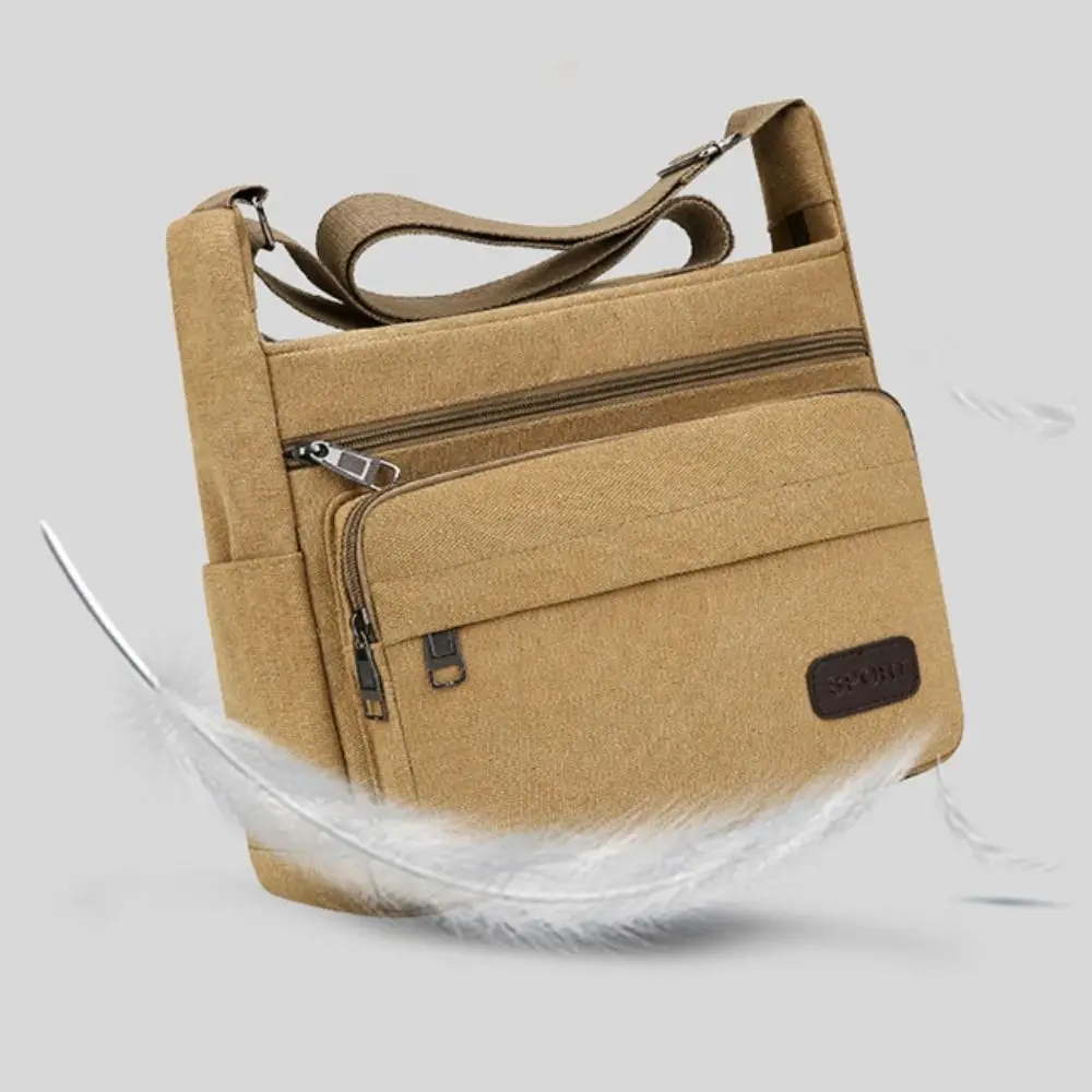 حقيبة كتف قماشية متعددة الوظائف ذات سعة كبيرة، حقيبة كروس متينة متعددة الأقسام، حقيبة ساعي مقاومة للاهتراء يوميًا