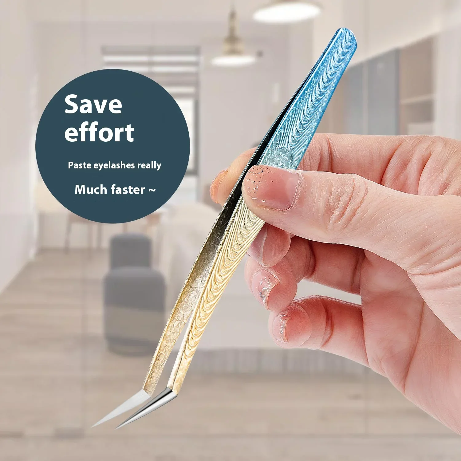 カラーグラデーションステンレス鋼プロフェッショナルまつげエクステンションピンセットセットラッシュピンセットボリューム分離化粧品ツール