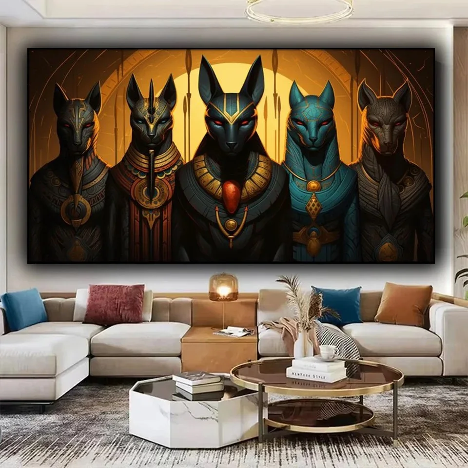 Mystical Vibrant Egypt,Guardian Anubis Cat Animal Diy Diamond Painting Large Size Full Diamond Mosaic art Embroidery Home Decor