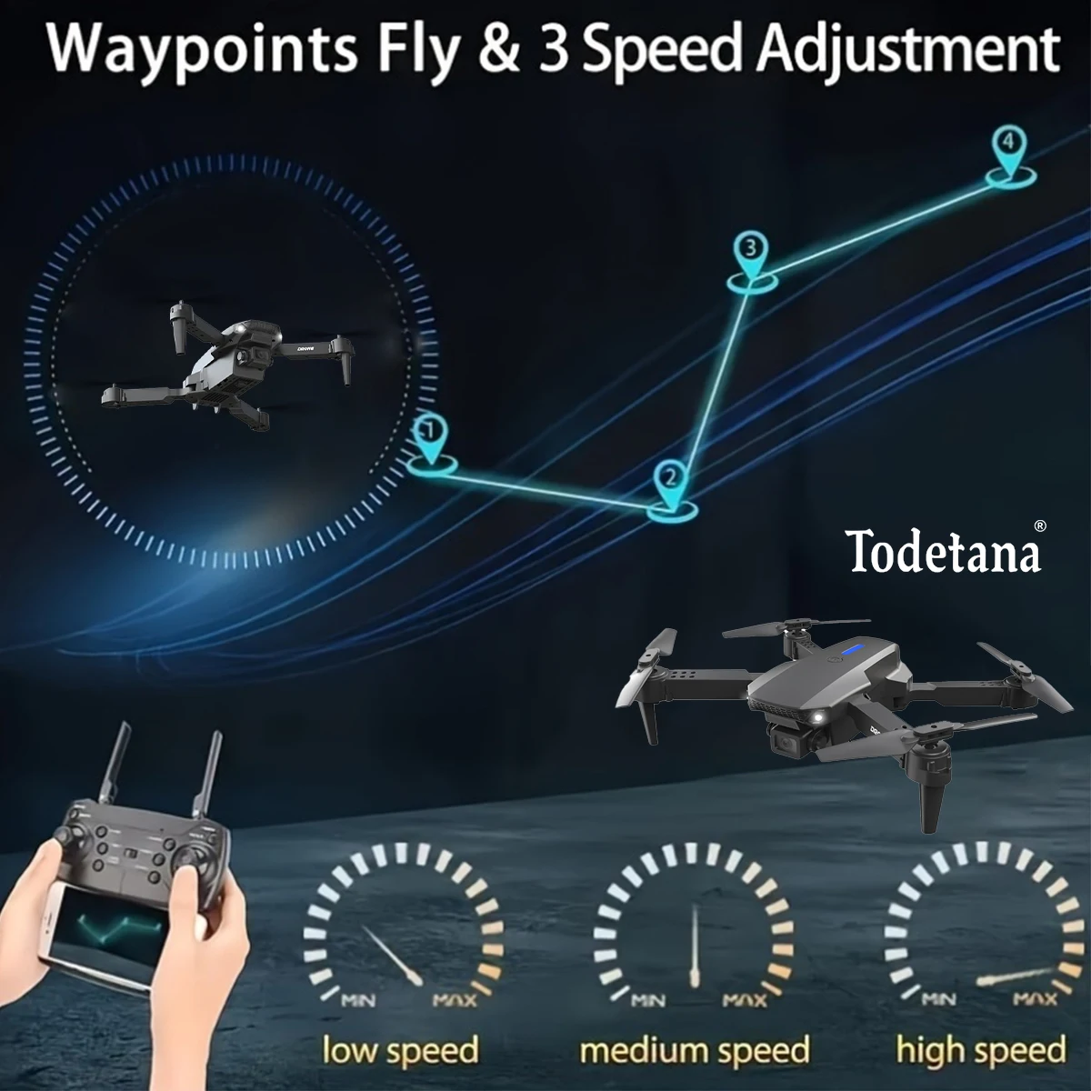 2025 E88 One-click Take-off And Landing HD Carema Foldable Drone RC Cheap Remote Control WIFI FPV Drone Toy Quadcopter Gift