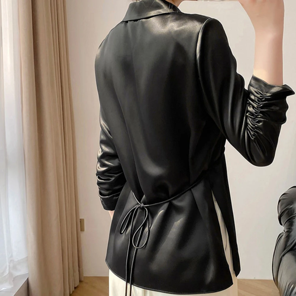 Nowa Damska Satynowa Marynarka Żakiet Vintage Chińskie Guziki Modny Kardigan Garnitur Letnia Codzienna Odzież Wierzchnia Koreańska Moda Uliczna