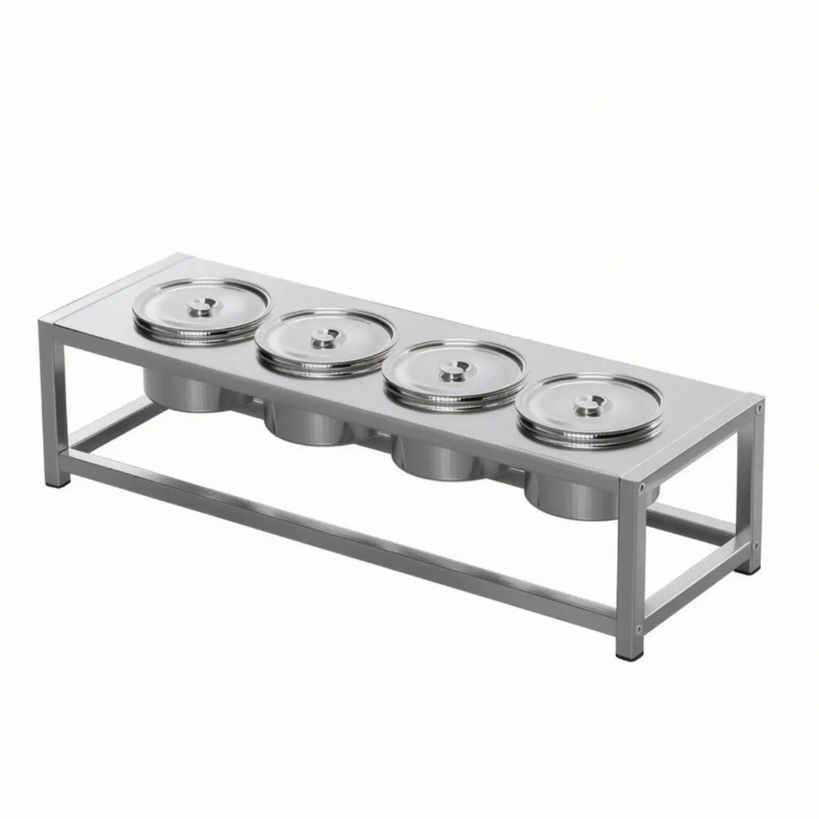 Sauce Holder Rack for Countertop Stainless Steel Condiment Dispenser with Recessed Cups for Ketchup Mustard Serving Station