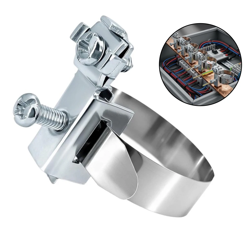 For Grounding Pipes Cable Binding Clamp Grounding Pipe Clamp Silver for Quick Mount Grounding Clip Grounding Clamp