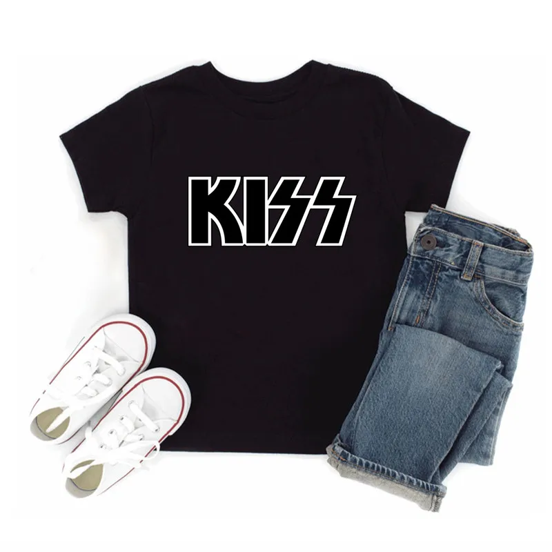 Stormtrooper Fans Kiss Rock Band Print Kids T shirt Fashion Baby Girls Clothes Summer Children Tops Cotton Black Boys T-shirts