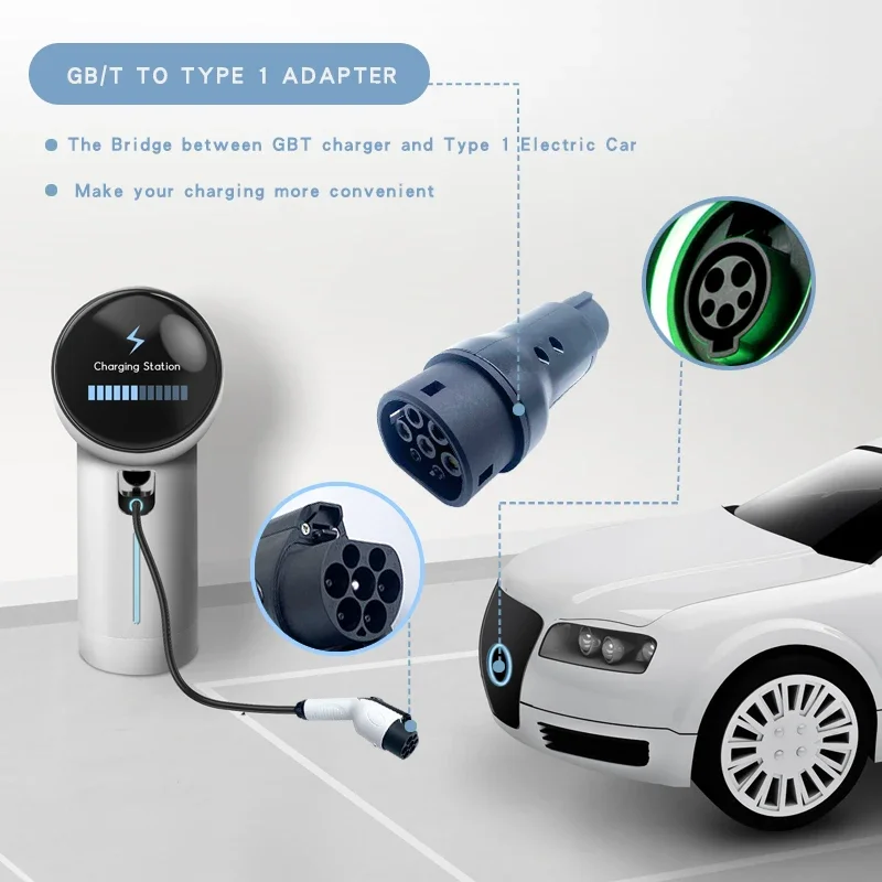 Adaptador EV de enchufe hembra a Tipo 1 para coche eléctrico J1772, 16A, 32A, 7KW GB/T