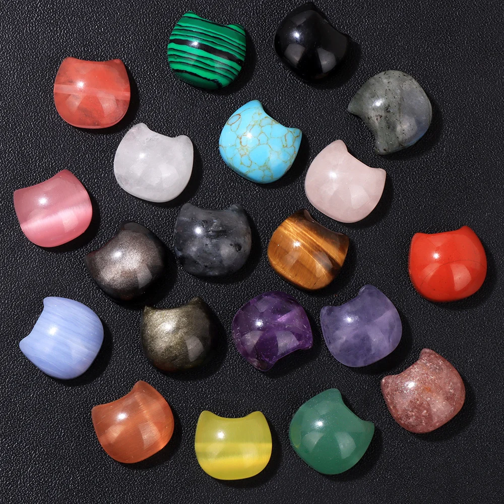 Mode Kat Hoofd Vorm Natuursteen Hanger 14x16mm Agaat Tijgeroog Obsidiaan Quartz Bedels voor Sieraden Maken armband