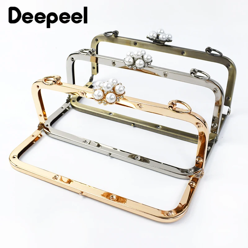 1/2/5Pcs Deepeel 20cm Metal Bag Handle Purse Frame Handbag Kiss Clasp Crochet Woven Bags Sewing Brackets Handles DIY Accessories