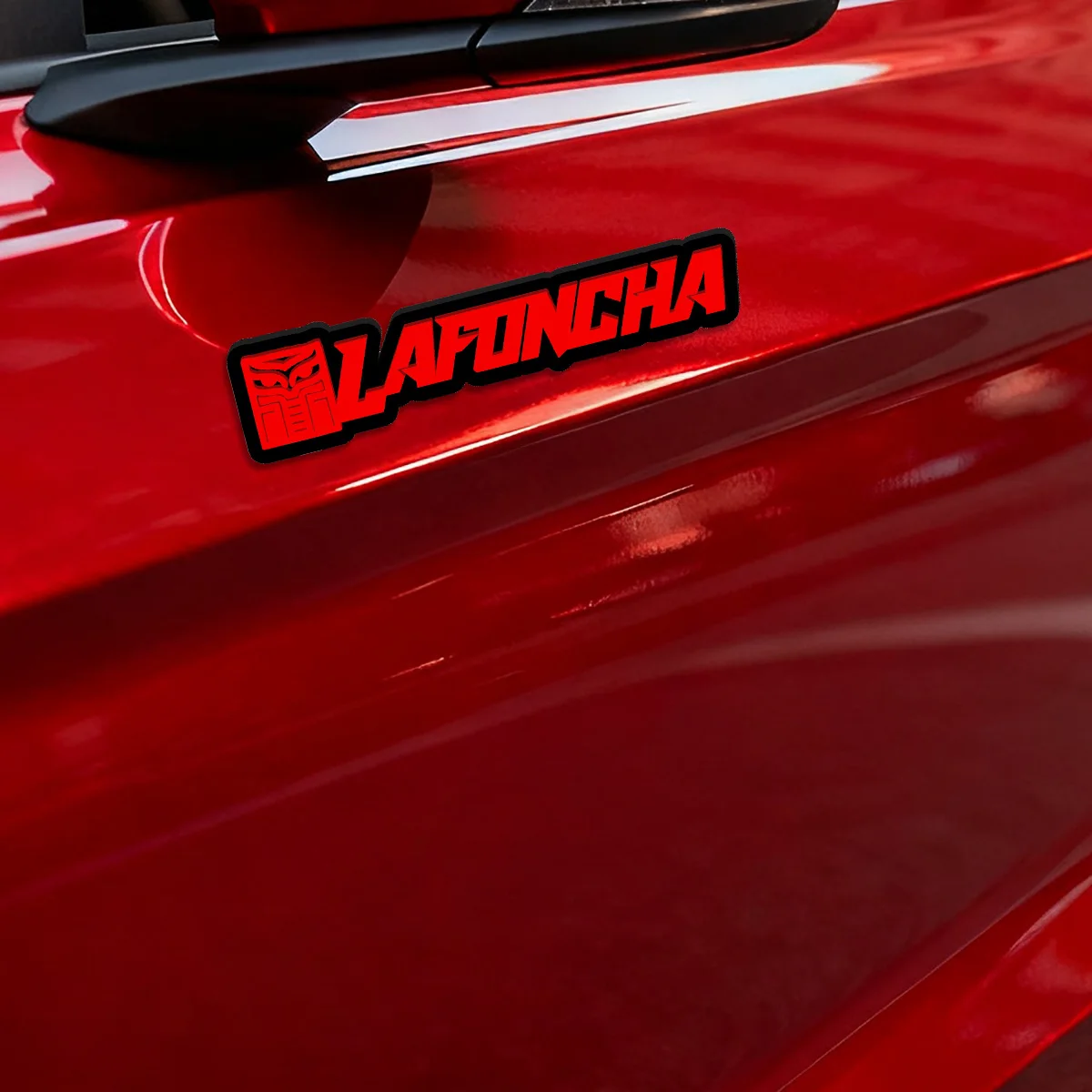 3D Acrylic Cool Lafoncha Design with Autobot Logo Rear Trunk Car Badge, Red Color, Waterproof, for Rear Trunk, Door & Fender
