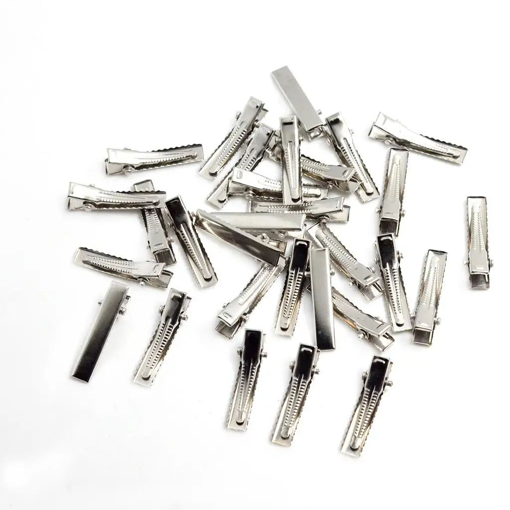 Single Prong Metal Hair Clips Blank Barrettes for DIY Ribbon Bows and Hairstyling for Women Kids