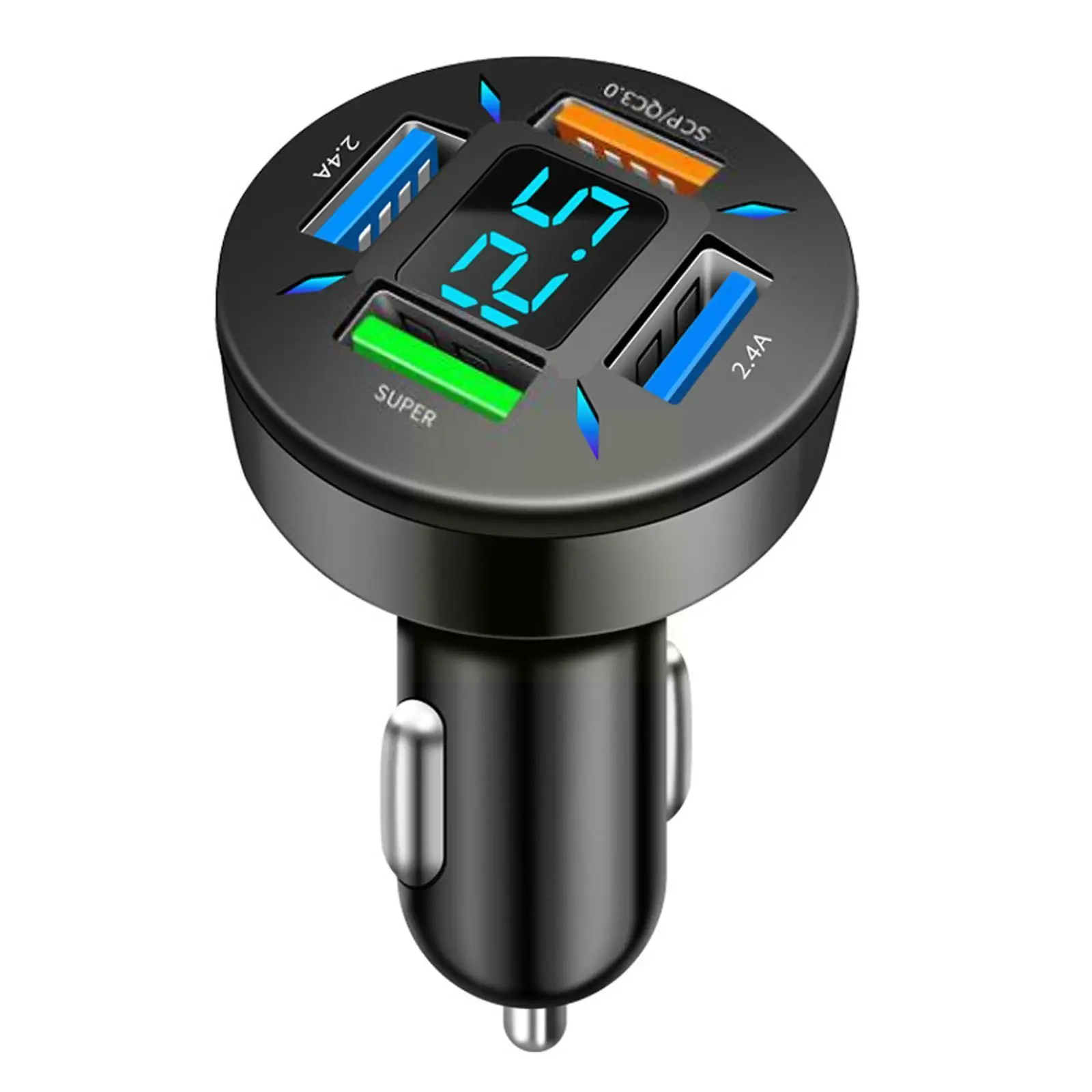 66W Car Charger Quick Charge Cigarette Lighter Adapter 4-Port USB Fast Charging With LCD Digital Display For Phone Q0H4