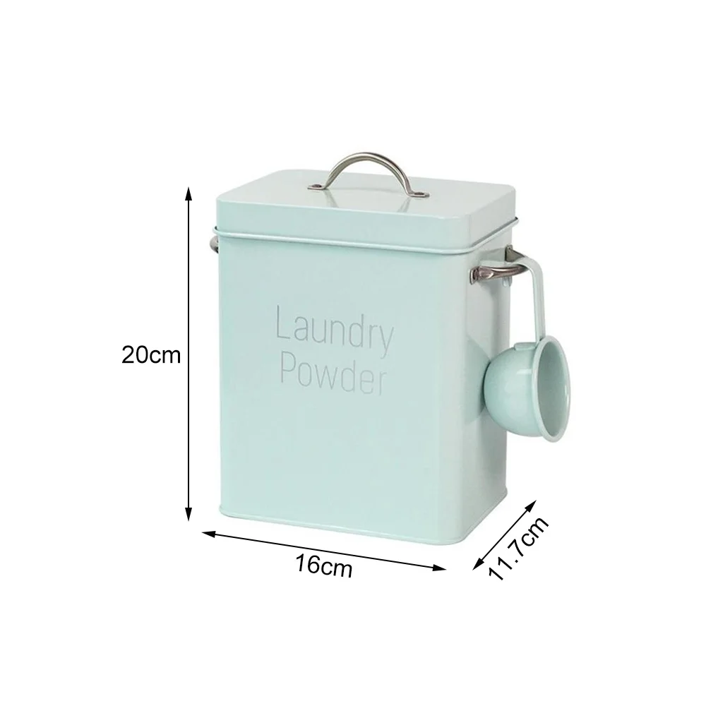 Large Capacity Laundry Detergent Powder Storage Tin Box Lightweight Grain Organizer Container Sealed with Spoon Airtight Lid