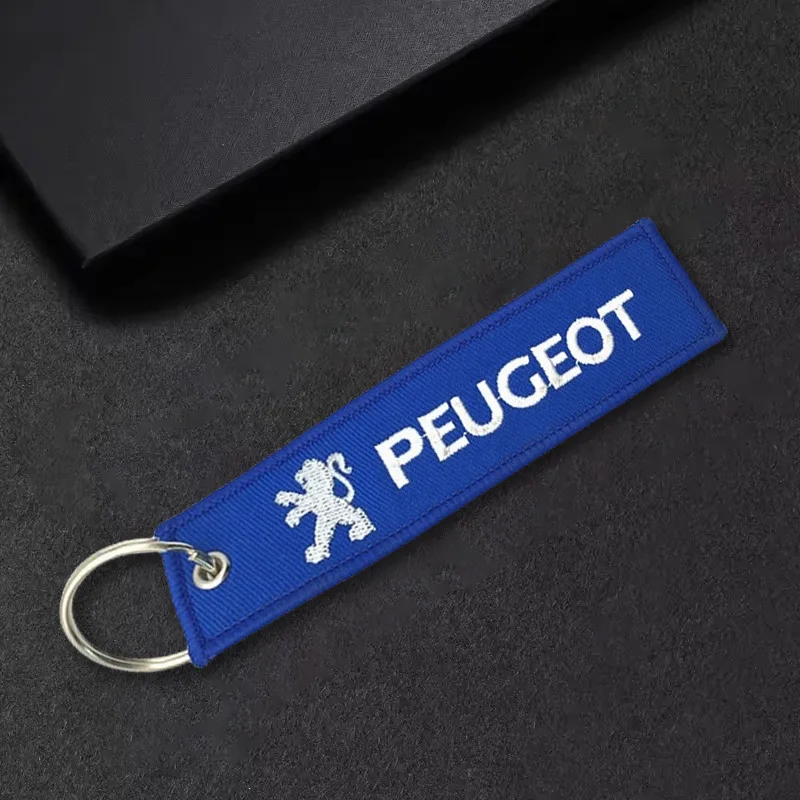 1PC Fashion Two-sided Canvas Car Keychain Decorative For Peugeot 206 307 308 3008 207 208 407 408 508 2008 5008 107 106 205 301