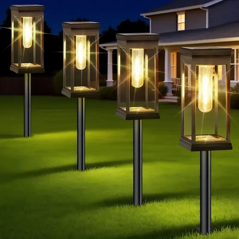 

Современные солнечные дорожки, солнечная лампа для улицы, IP65, водонепроницаемый квадратный дизайн для двора, сада, лужайки, сумерения до рассвета, автоматический теплый белый цвет