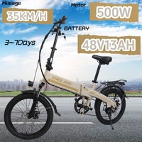 Orlms-S9 Foldable Electric bike 500W 48V13AH Lithium Battery 20-inch Fat Tire Mountain Adult E-bike City Riding Electric bike