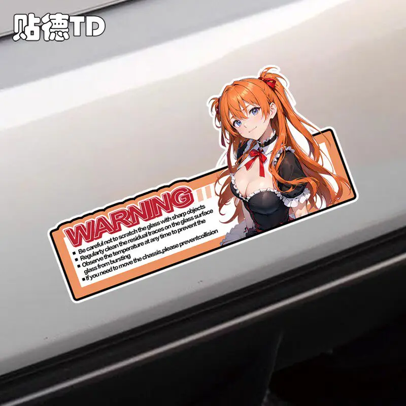 

EVA two-dimensional warning Asuka anime beauty girl car sticker for car laptop window decoration sticker