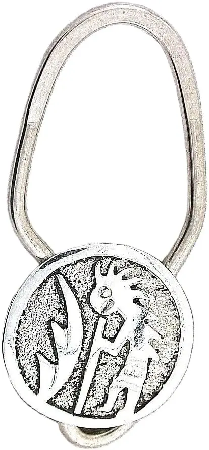Navajo Sterling Silver Round Story Design Keychain Key Chain EBS9261