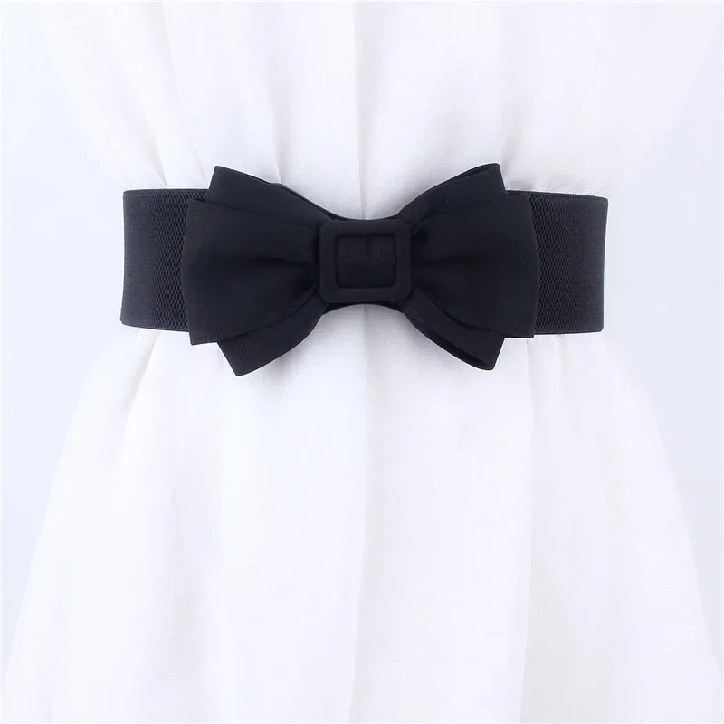 

Cloth Fabric Bowknot Elastic Wide Belts for Women Dresses Canvas Belt Girdle Corset Waist Seal Stretch Waistband Accessories