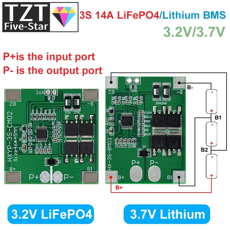 3S 9.6V 11.1V 12.6V Lifepo4 Li-ion Lipo Lithium Battery Protection Board 18650 BMS 14A limit 20A PCB 4 Cell Pack PCM 3.2V 3.7V