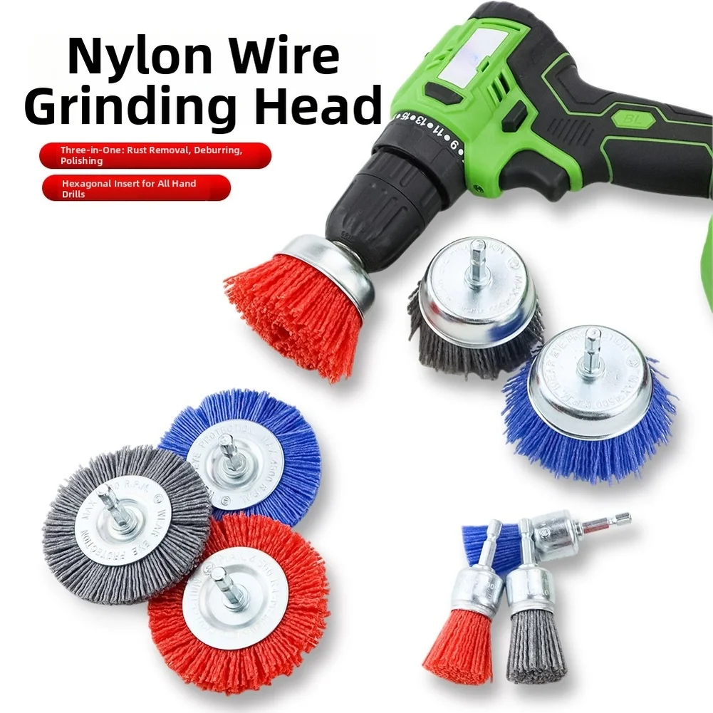 Abrasive Nylon Filament Abrasive Brush Wheel Cup Brush Set For Polishing Rust Removal Wood Carving Metal Cleaning