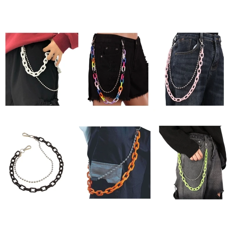 195C Unique Geometric Double Layer Pants Chain For Workwear And Casual Outfit Enhancement