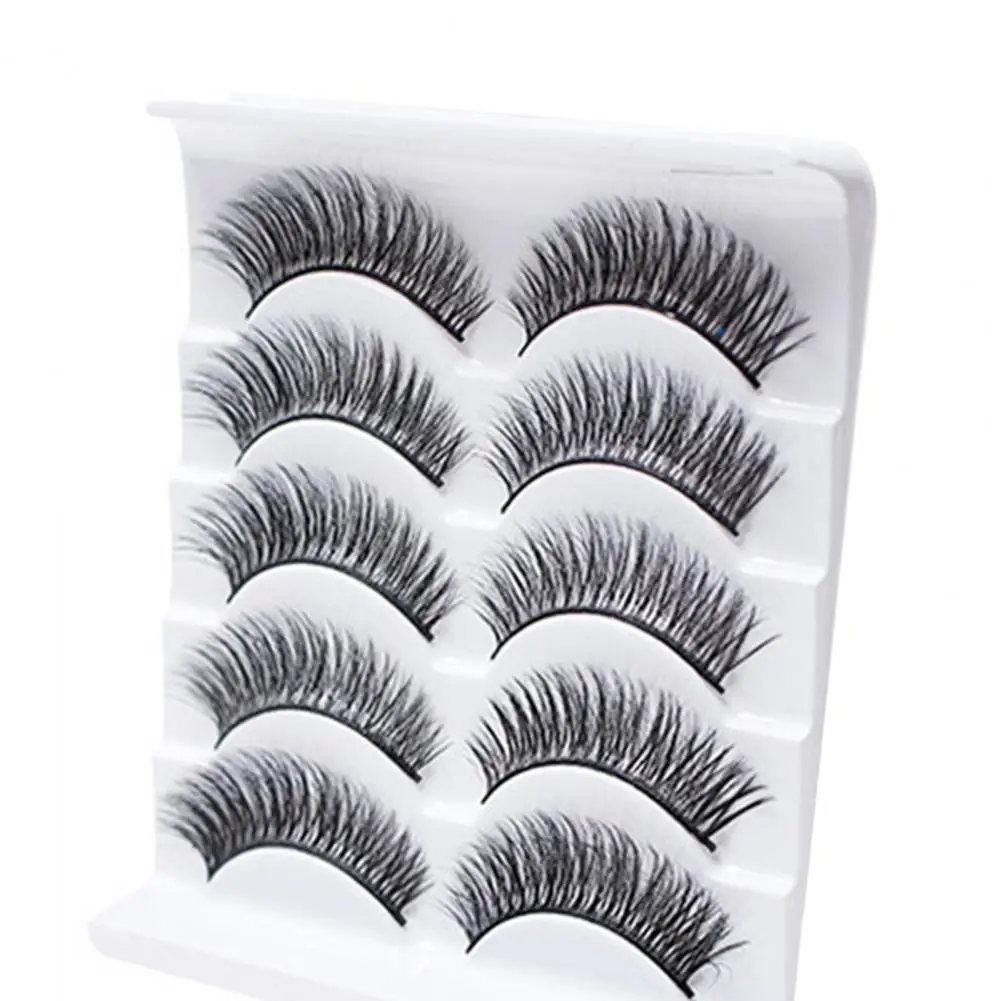 5 Pairs False Eyelashes All-match Natural Long 3D Mink Lashes Curling Fake Eye Lashes Makeup Tool for Party