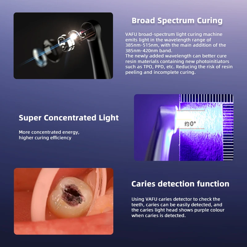 lampara fotocurado dental fotopolimerizadorVRN VAFU Dental LED curing light 1s/2mm resin wide spectrum 385-515nm 9 modes caries