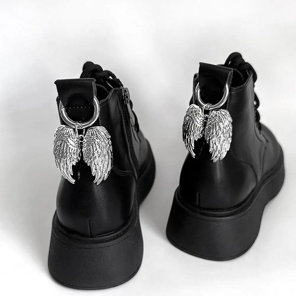 1 Pair Metal Punk Shoe Buckle Charms for Boot Fashion Hip Hop Sneaker Accessories Vintage All-match Angel Wings Shoe Decoration