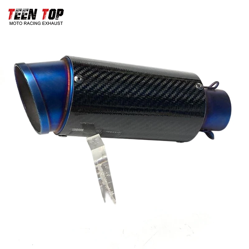 

51mm Universal Silencer Carbon Fiber Motorcycle Exhaust Muffler For Kawasaki Z750 ER6N Ninja 400 Z1000 VERSYS650 ZX10R Elbow