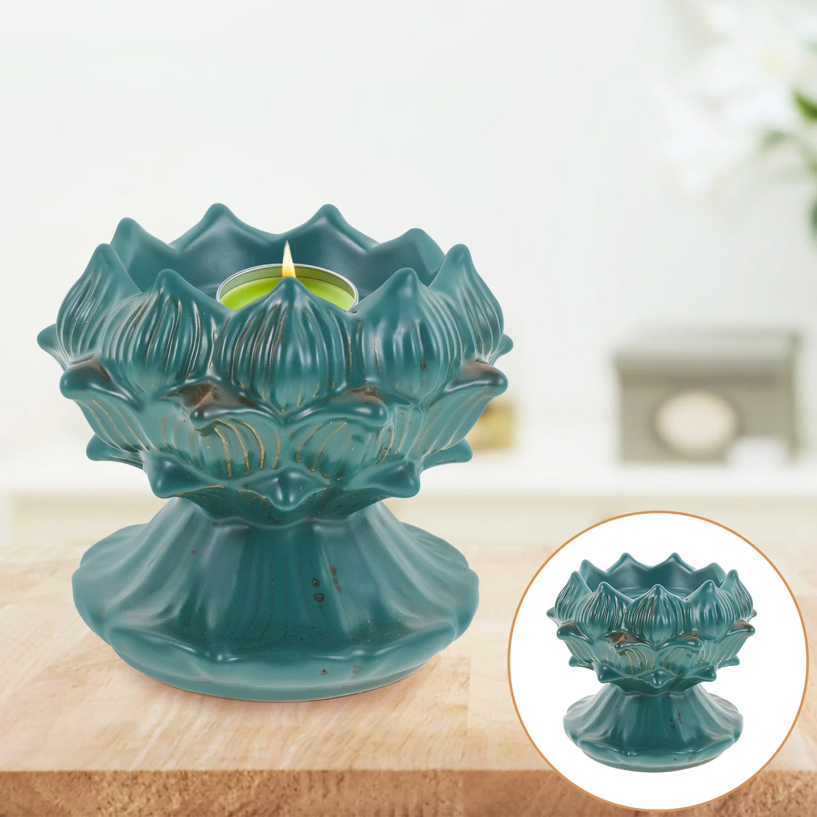 

Lotus Candleholder Premium Ceramic Lotus Flower Stand Smooth Surface Easy Clean Decorative Holder for Home