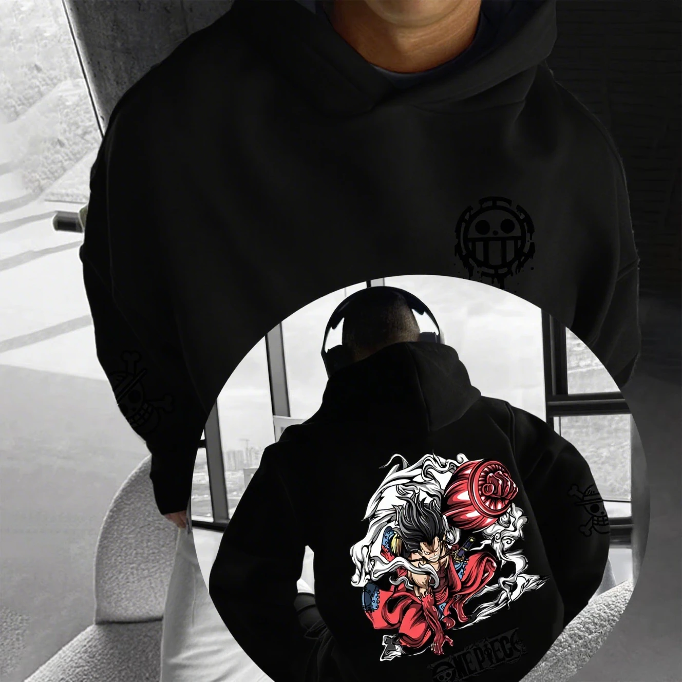 ONE PIECE Outono e Inverno Paixão Animação Personagem Clássico Multi-cor Homens e Mulheres Pai-Filho Casual Top