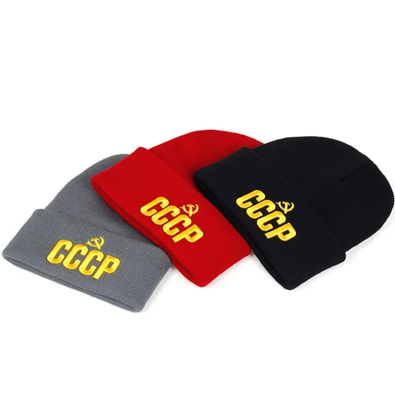 Unisex CCCP Letter Embroidery Beanies Autumn Winter Warm Beanie Hat Caps for Women Men