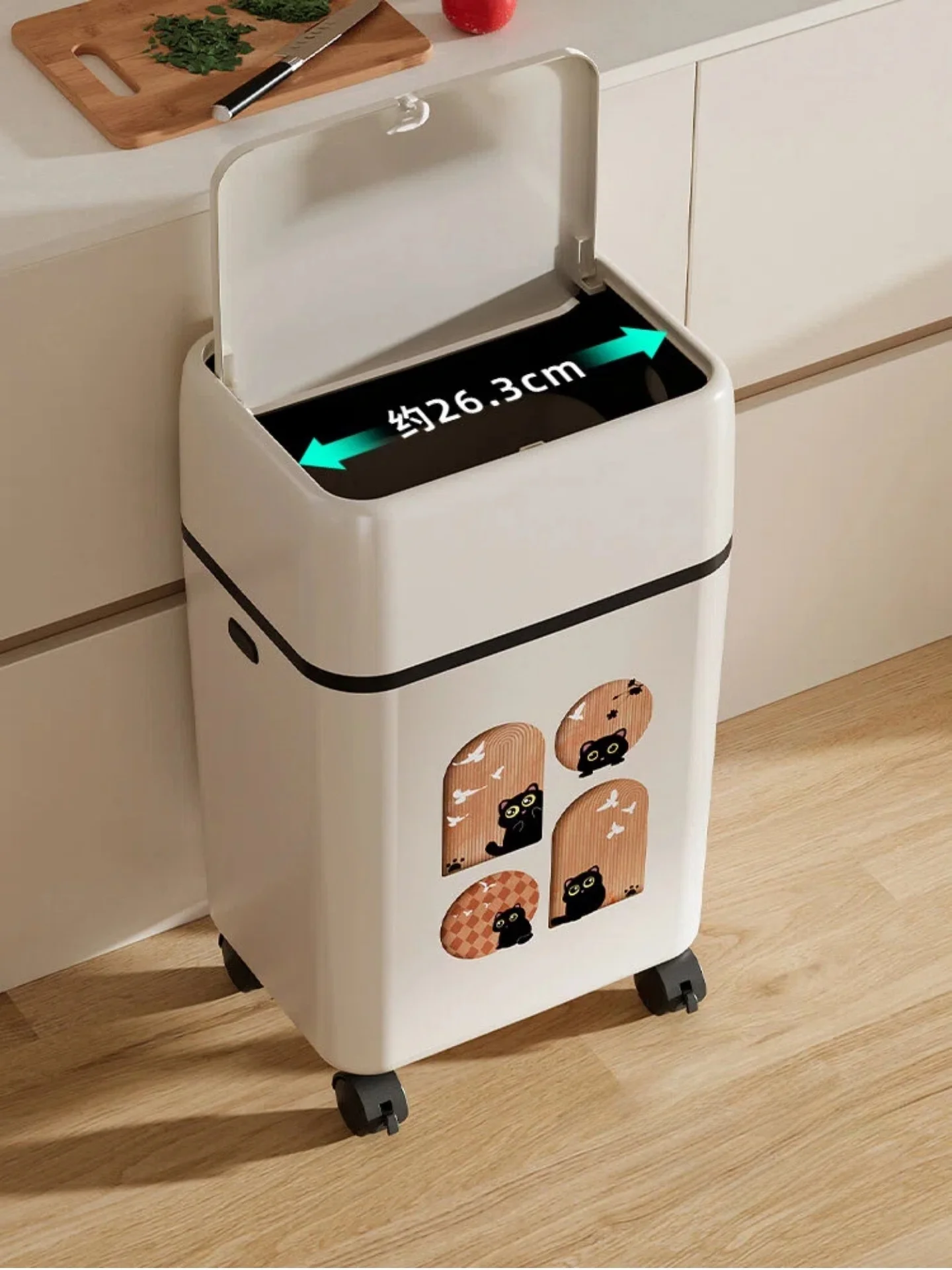 

Large Capacity Kitchen Bathroom Living Room Trash Can with Lid Home Use Moving Waste Paper Basket Plastic Rectangular Bin