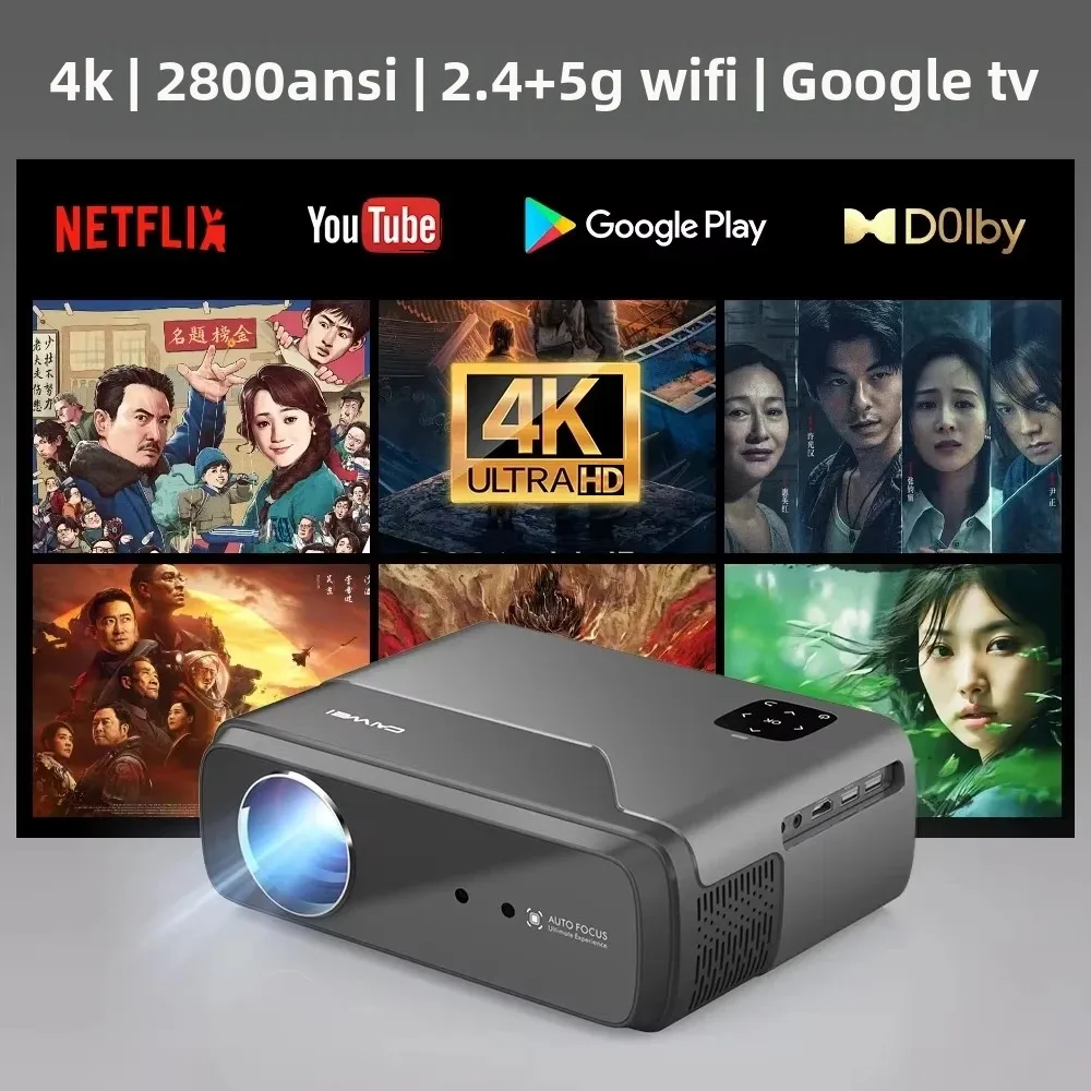 

Портативный проектор 4k [Официальная лицензия Netflix] Мини-проектор 5G WiFi Dolby Android 11-лучевой проектор Домашний кинотеатр Google Play