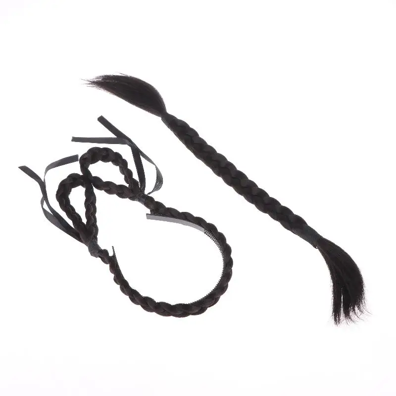 Синтетические плетеные волосы для наращивания, широкий поворот, свисающие уши, парик, заколка для волос, ленты для волос, пушистая плетеная повязка на голову, парик для женщин