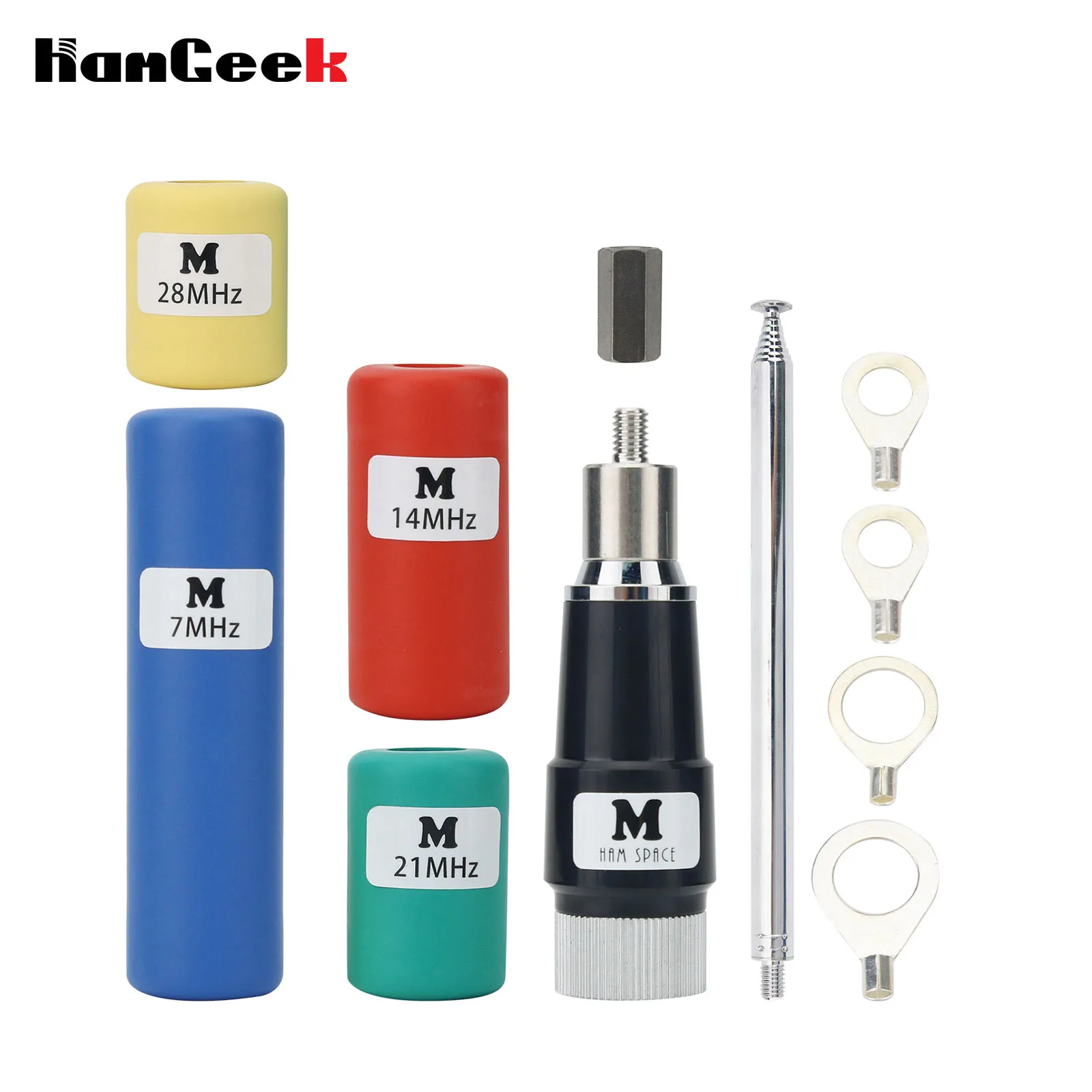 HamGeek MA-01 V2.8 Przenośna teleskopowa antena GP 7MHz 100W Antena krótkofalowa z cewką 7MHz/14MHz/21MHz/28MHz