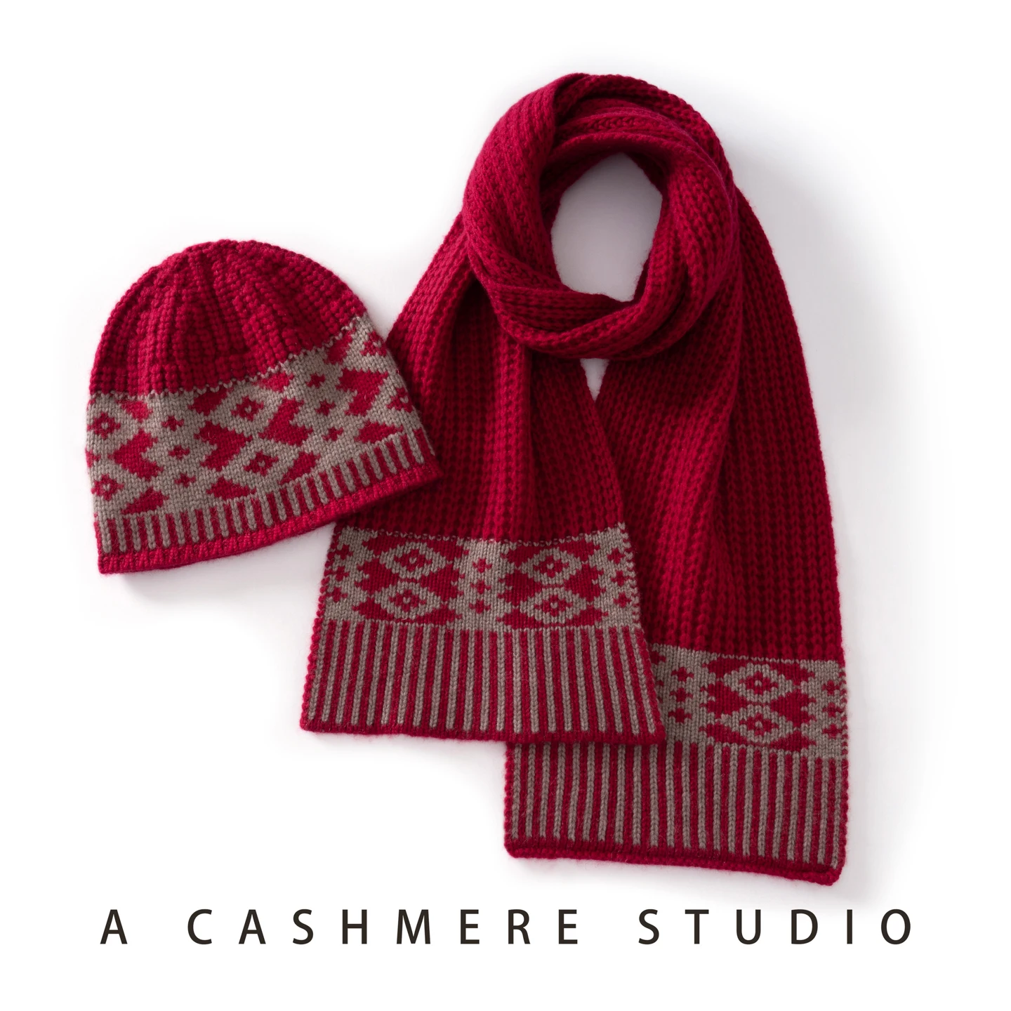 High Quality Cashmere Scarf Hat Sets for Women Winter Outdoor Casual Thicken Keep Warm Patchwork Knitted Beanie Cap and Scarves